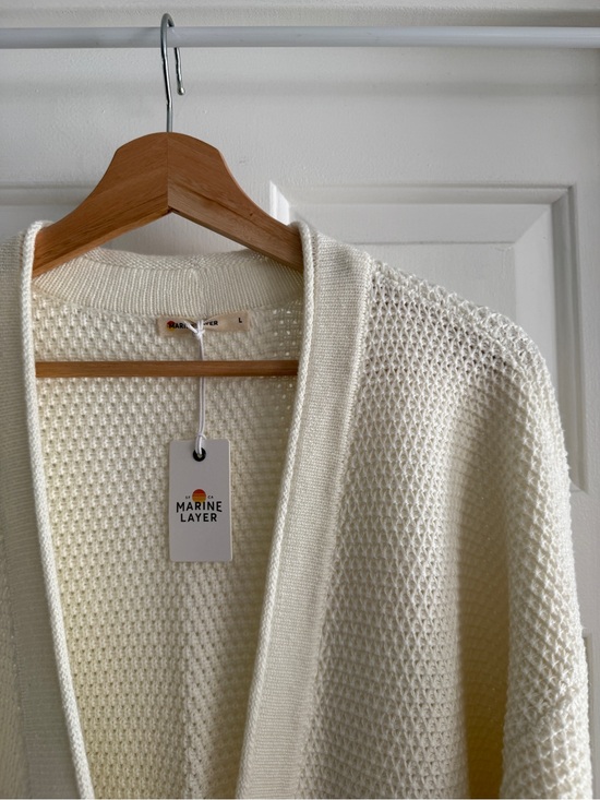 Marine Layer Sweaters - Marine Layer Catilina Cream Textured Open-Front Knit Cardigan